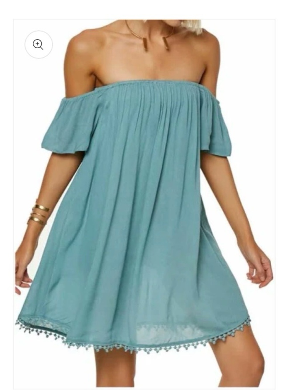 O'Neill Teal Off-Shoulder Mini Dress